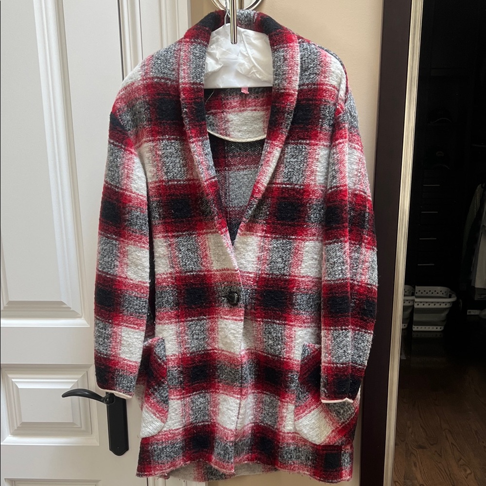 Isabel Marant Checkered Cardigan - Red, Black, White